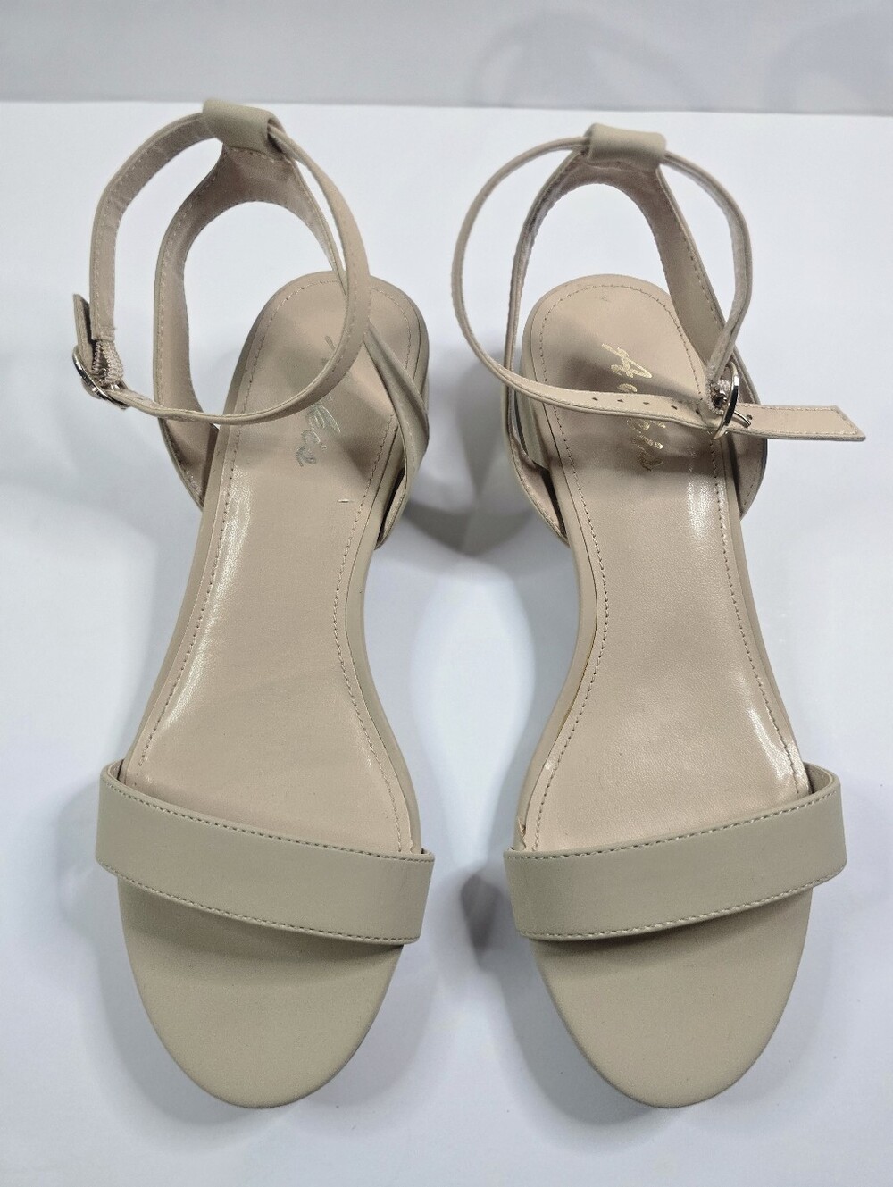 Ankis Nude Beige Ankle Strap Flat Sandals Size 7M - Picture 2 of 8